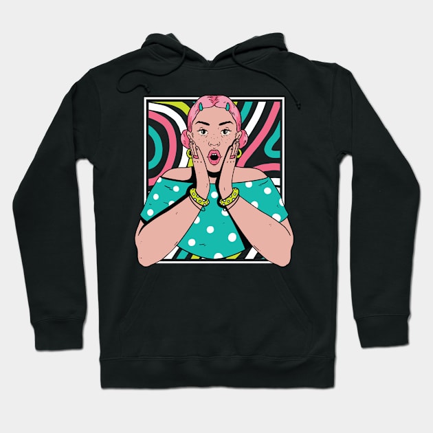 Chisme Queen Pop Art Portrait of Young Woman Gossip Vibe Hoodie by SLAG_Creative